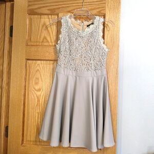 Silver/gray Lace high neck Dress